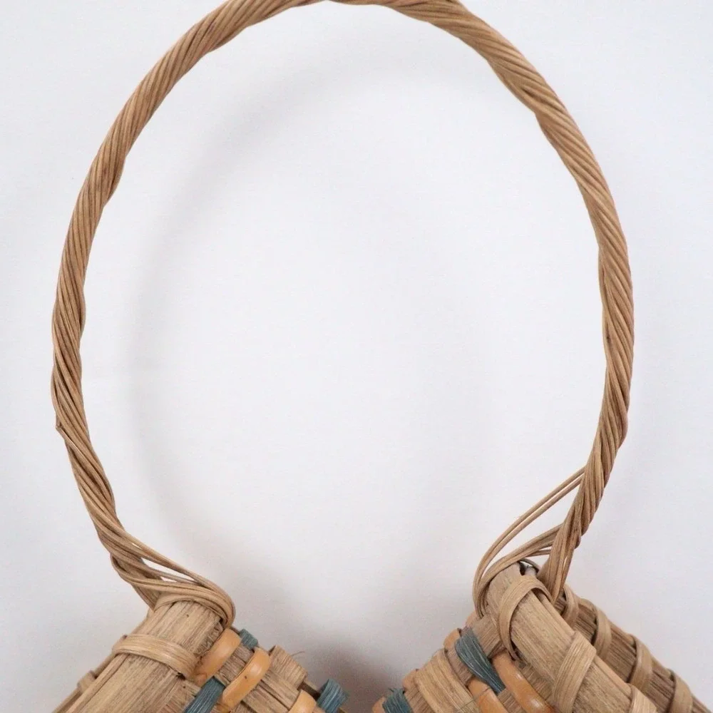 VTG Woven Wall Basket Heart‎ Shape Hand Crafted Double Opening Cottage Core 80s